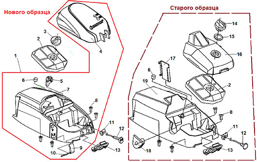 Корпусные детали, воздушныйфильтр бензопилы Champion 142