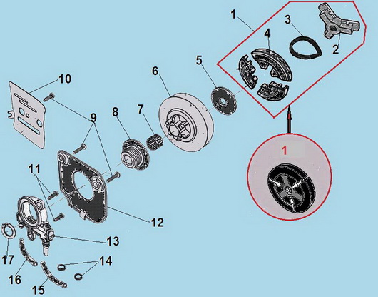 Сцепление, звездочка и маслонасос Champion 237