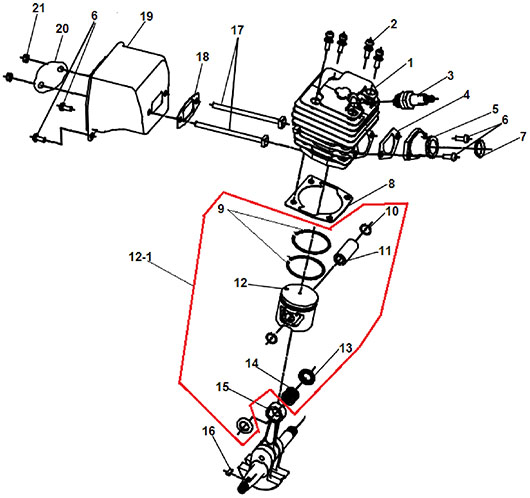 Детали поршневой группы Champion 245