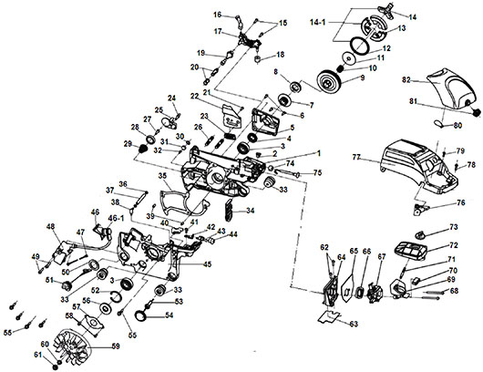 Карбюратор, сцепление, картер Champion 245