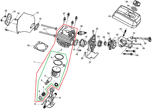 Детали поршневой групп Champion 250