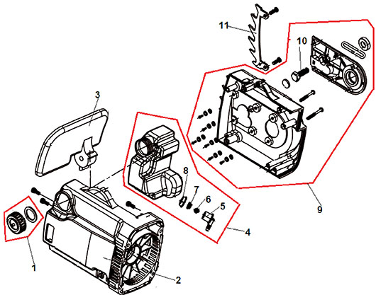 Детали корпуса и зубчатый упор Champion 422