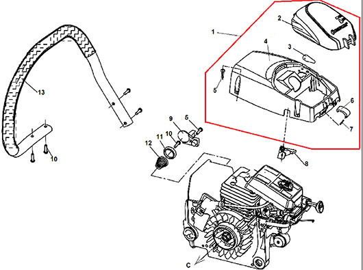 Детали корпуса бензопилы Champion 55