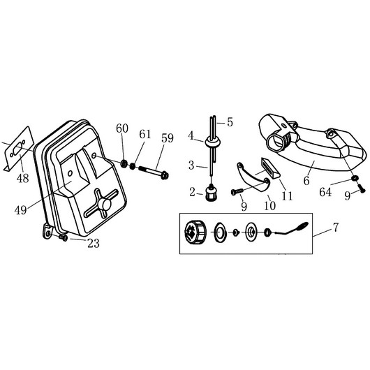Глушитель и топливный бак Champion AG152B