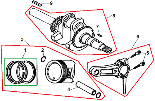 Поршень, шатун, коленвал Champion BC5511