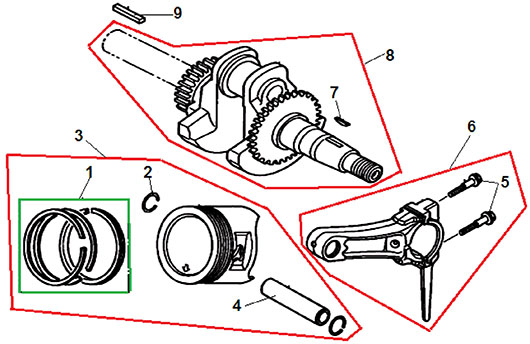 Поршень, шатун, коленвал Champion BC5512