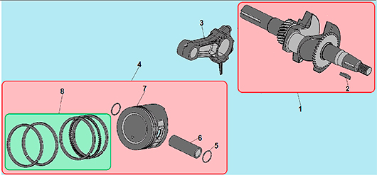 Поршень, шатун и коленвал двигателя Champion BC5712