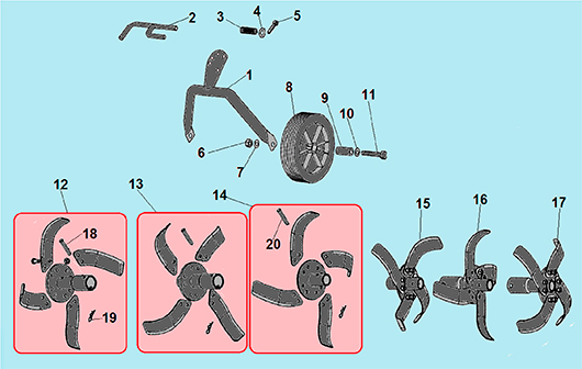 Фрезы и колеса культиватора Champion BC6612H