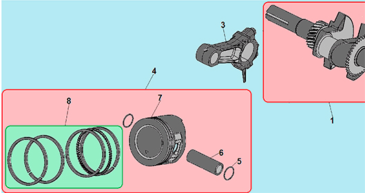 Поршень, шатун и коленвал Champion BC6712