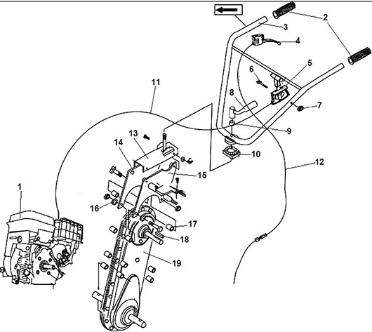 Тросы, редуктор, рукоятки управления Champion BC8713