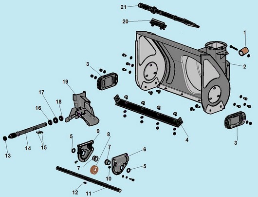 Детали кожуха шнеков и редуктора Champion C3060
