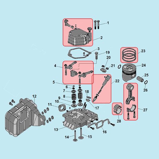 Глушитель, поршень и клапана Champion DC1163E