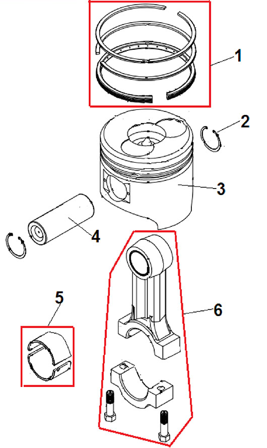 Поршень и шатун Champion DW190AE