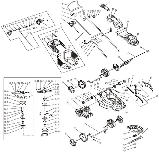 Запчасти для газонокосилки Champion EM4216