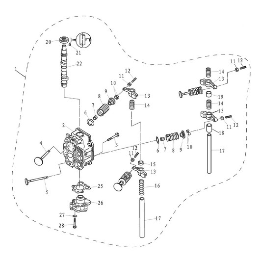 Распредвал и клапана Toyama F9.9BMS