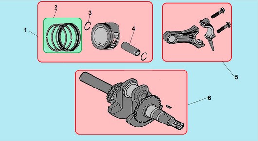 Поршень, шатун и коленвал Champion G100HK