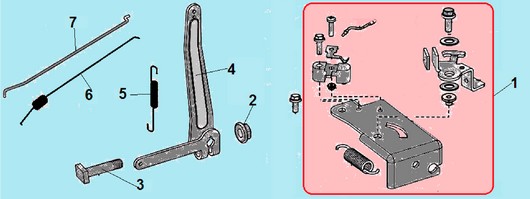 Детали рычага регулятора оборотов Champion G110VK/1