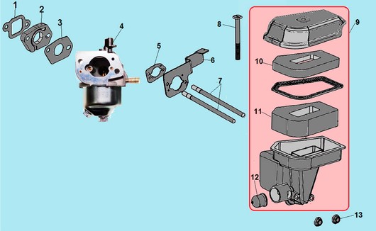 Детали карбюратора и воздушного фильтра Champion G110VK/1