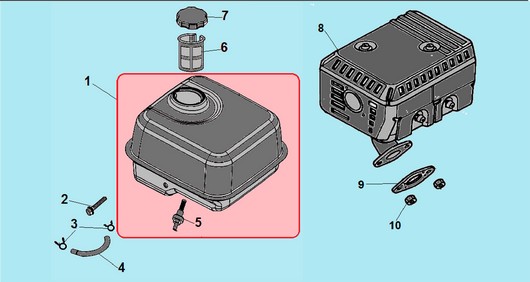 Топливный бак и глушитель Champion G120HK