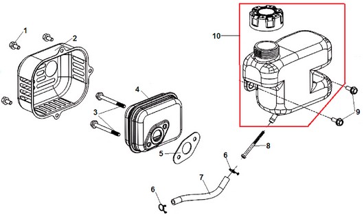 Глушитель и топливный бак Champion G140VK