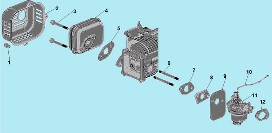 Карбюратор и глушитель Champion G140VK/2