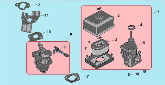 Карбюратор и воздушный фильтр Champion G200HK