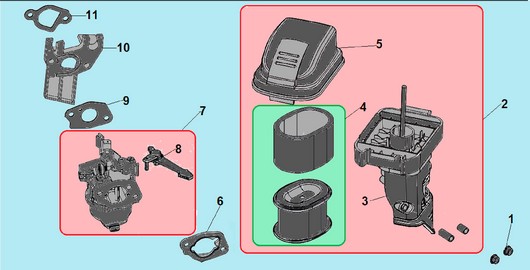 Карбюратор и воздушный фильтр Champion G210HT с 2017г