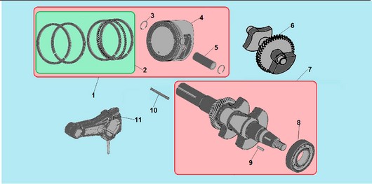Поршень, шатун и коленвал Champion G390-1HK