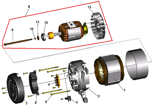 Ротор, статор и АВР Champion GG3000