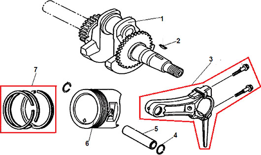 Поршень, шатун и коленвал Champion GG3000