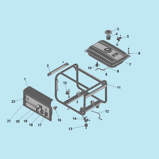 Топливный бак, рама и панель управления Champion GG3301C
