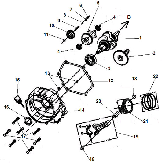 Поршень, шатун и коленвал Champion GG7000E