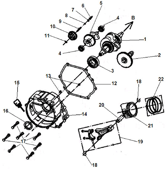 Поршень, шатун и коленвал Champion GG7200E