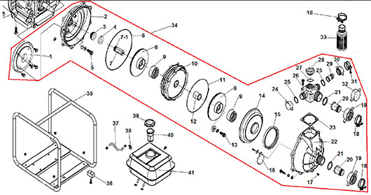 Насос и рама мотопомпы Champion GHP40-2
