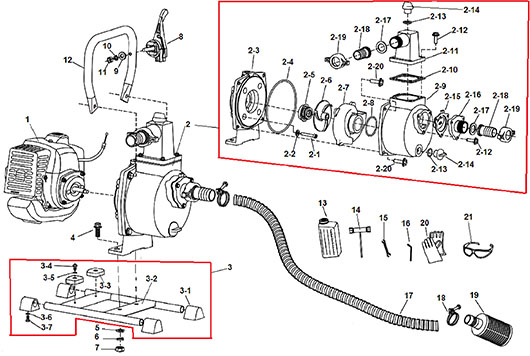 Насос и рама мотопомпы Champion GP26-II