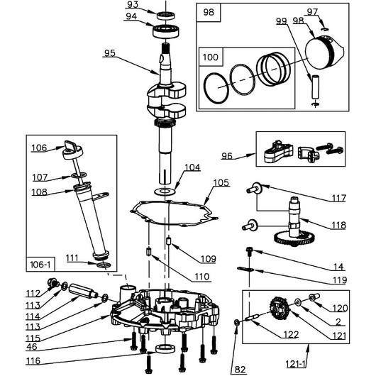Поршень и коленвал Champion GS50100 после 2021г