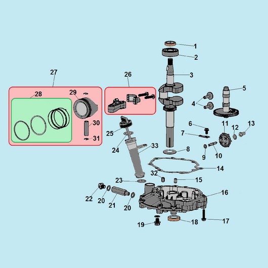 Поршень и коленвал Champion GS5080 до 2020г