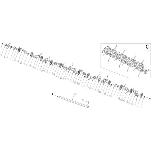 Вал скарификатора GSC5140 со спицами