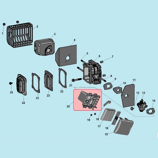 Головка цилиндра, глушитель и карбюратор Champion LM4840