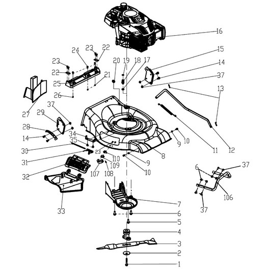 Двигатель, дека и нож Champion LM5346E