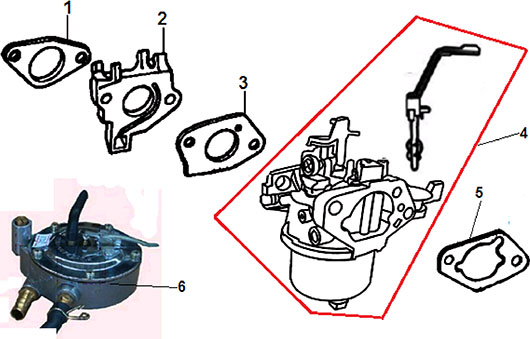 Карбюратор и редуктор генератора Champion LPG6500E