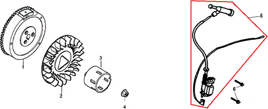 Магнето и маховик генератора Champion LPG6500E