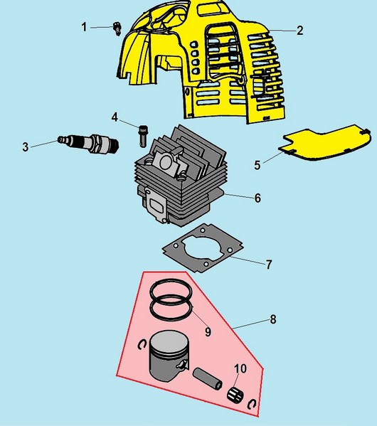 Цилиндр и поршень Champion T256 и T256-2