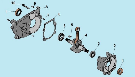 Коленвал и картер Champion T256 и T256-2