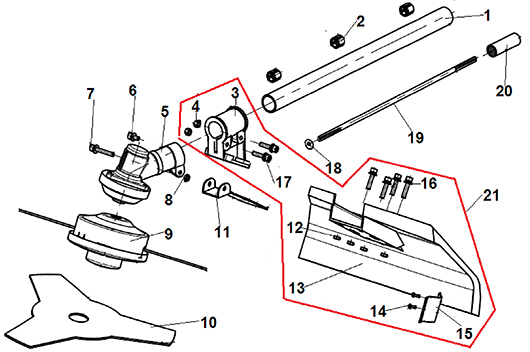 Редуктор, кожух и штанга Champion T345