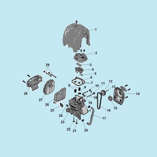 Цилиндр, стартер и глушитель Champion T374FS