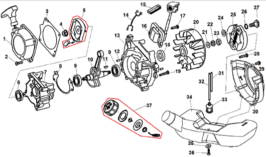 Стартер, коленвал, магнето Champion T447-2