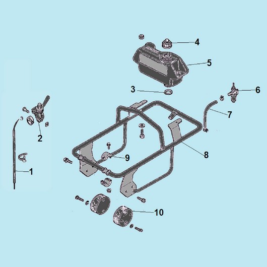 Рама, бак топливный и тросы Champion TR72